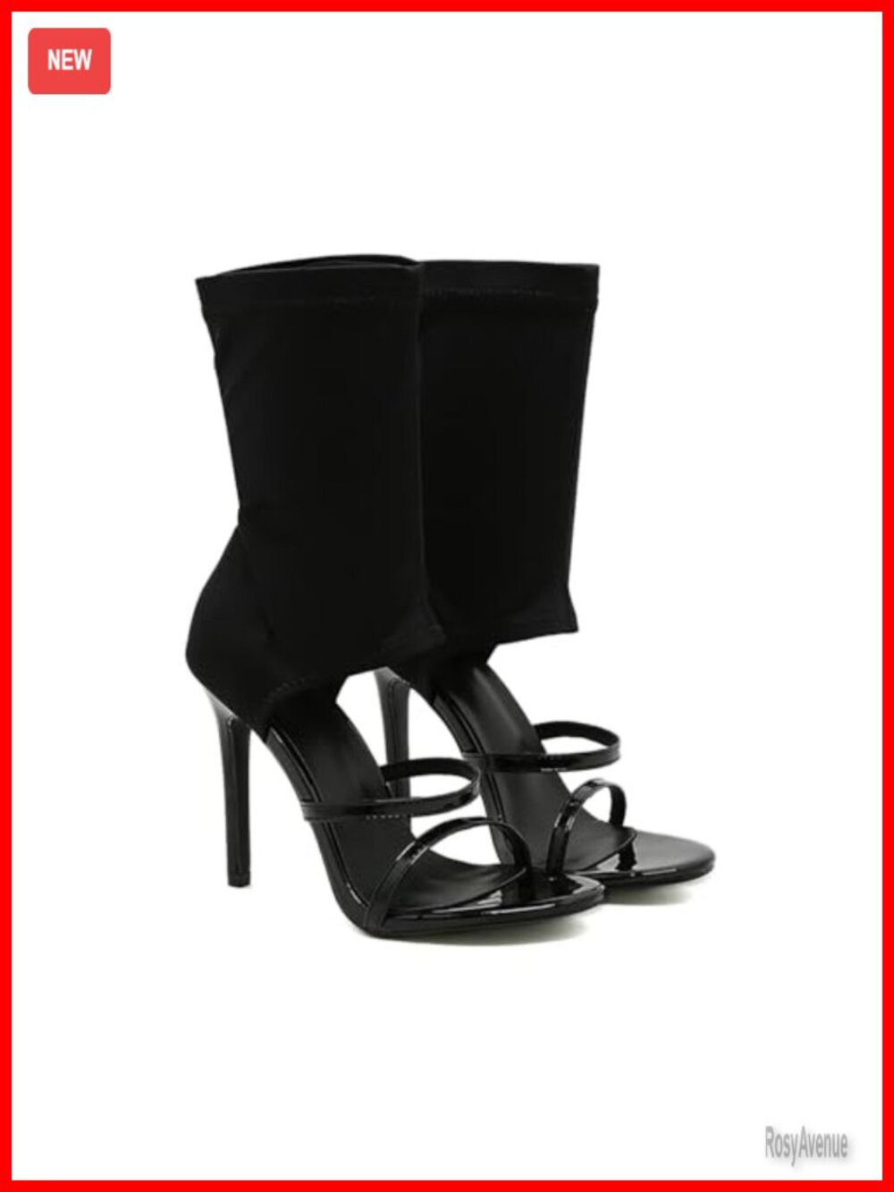 Women's Stretch Fabric High Top Stiletto Heel Gladiator Sandals Open Toe Ankle